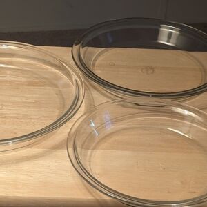 Vintage Pyrex Clear Glass Pie Plates. 8",9", 10". Set